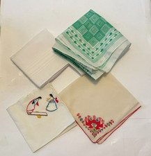 Vtg. Lot Of 4 Handkerchiefs 1 Cotton Inc. With Tag Some Minor Blemishes Read