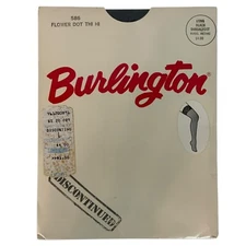 Burlington Flower Dot Thigh High Stockings Long Black Sandalfoot Discontinued