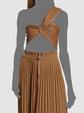 $276 A.L.C. Women's Brown Athena One-Shoulder Twist-Front Top SZ 0
