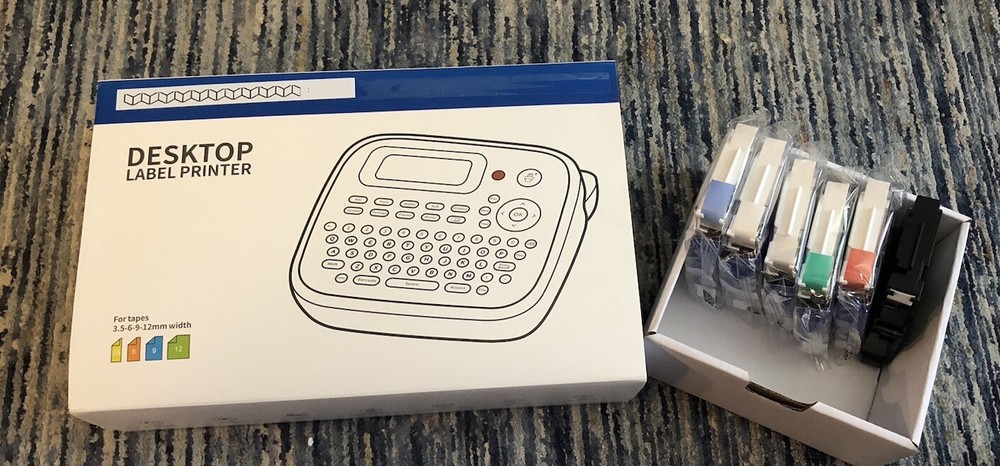 Portable Label Maker Machine with 7 Color Tapes for Home and Office Organization