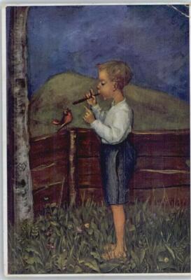 12041915 - No. 399 M. Spoett - Duet - Child with Flute and a Bird