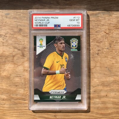 NEYMAR JR 2014 PANINI PRIZM WORLD CUP #112 RC ROOKIE CARD BRAZIL PSA 10 GEM MINT