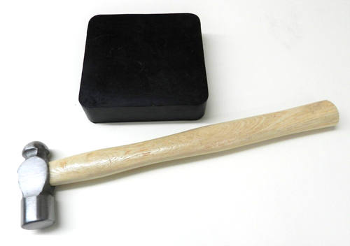 Rubber Bench Block with Ball Peen Hammer SET Square 4"x1" Block & Ball Peen - Picture 5 of 11