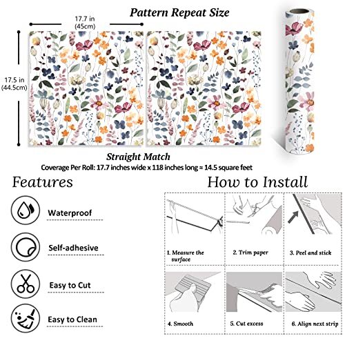 17.7''x118'' Rustic Pressed Floral Wallpaper 17.7" x 118" White