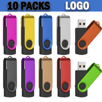 Lot 10PCS 1/2/4/8/16GB USB Flash Drive Swivel Thumb Memory U Stick Custom Logo