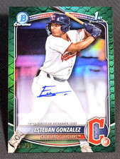 2025 Bowman Chrome 1st GREEN REPTILIAN REFRACTOR AUTO Esteban Gonzalez 56/99
