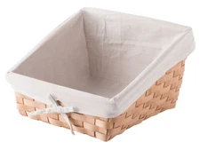 New Wooden Angled Display Basket with Fabric Liner for Storage and Display