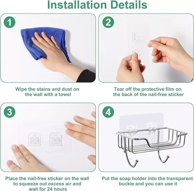 3PC Soap Dish Stainless Steel Mounted Wall Holder Bathroom Shower