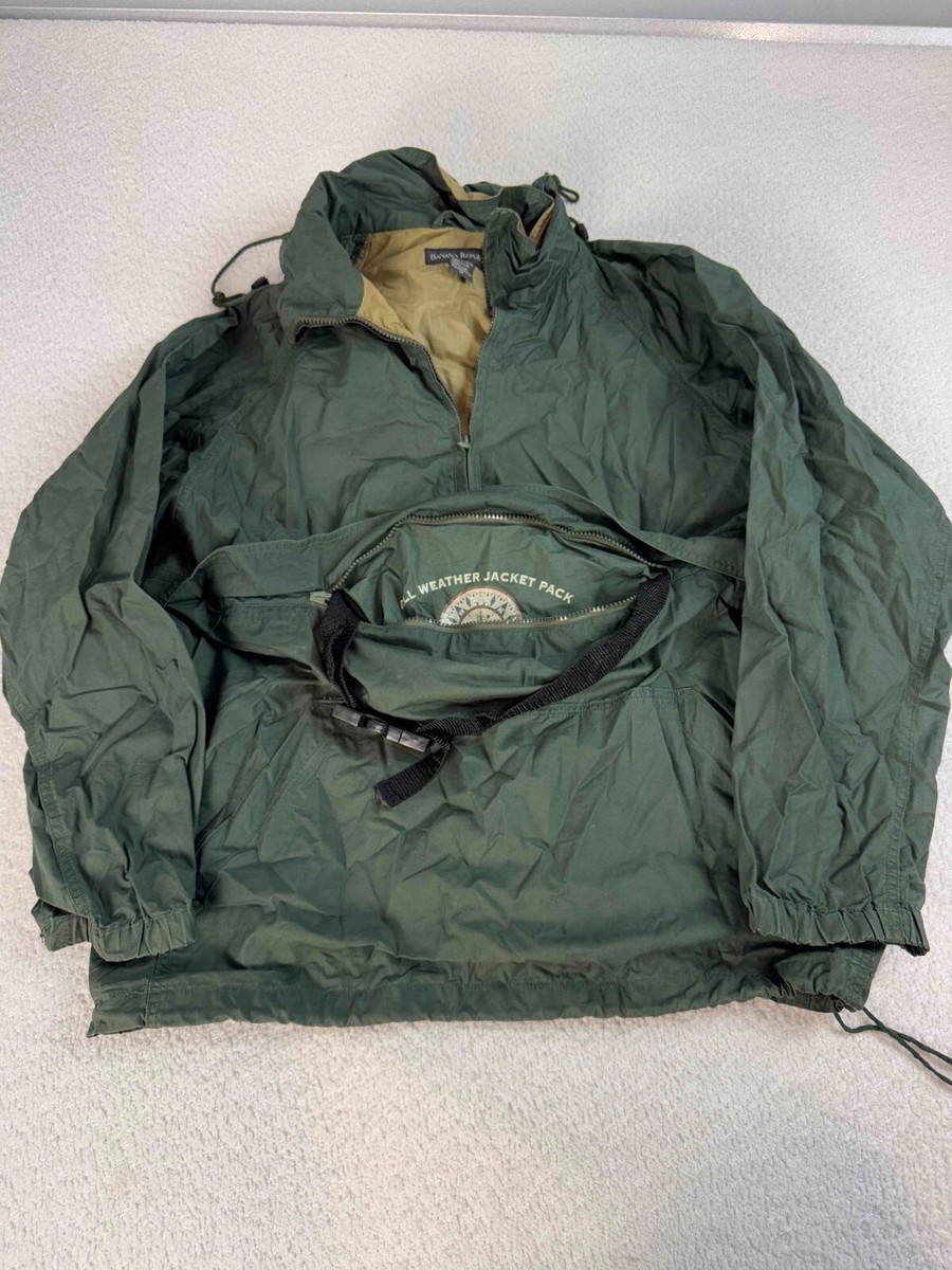 Banana Republic Mens All-Weather Packable Hooded Forest Green