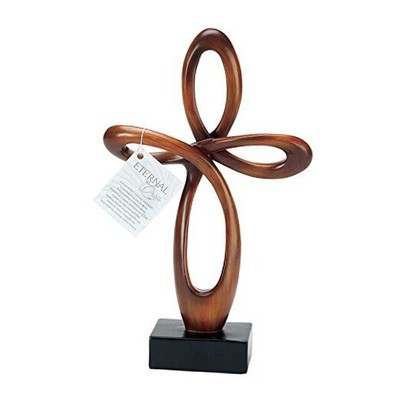  Resin Tabletop Cross with Brown Finish - 12'' High 