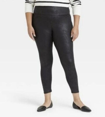 Ava & Viv 3X Cropped Faux Legging Black Legging High Waist Stretch NWT
