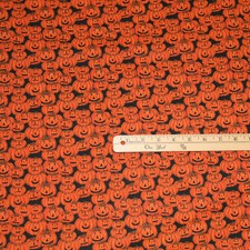 Spooky Night Pumpkin Jack-o-lantern Halloween Fabric 1/2 Yard  18113-BLK