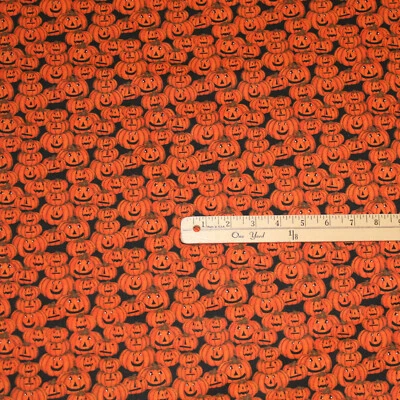 3 WISHES FABRIC Spooky Night Pumpkin Jack-o-lantern Halloween Fabric 1/2 Yard #18113-BLK