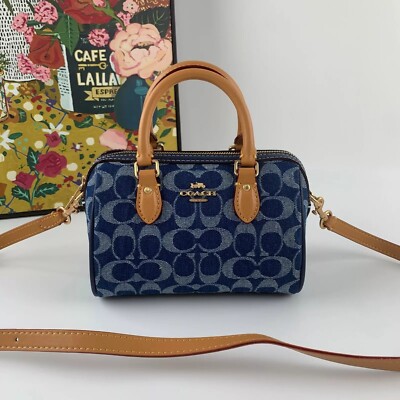 COACH  Mini Rowan Crossbody Bag Signature Denim Natural CY742 Outlet NEW