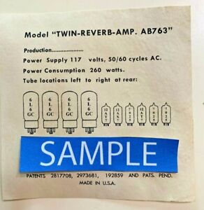 Twin Reverb Tube Chart