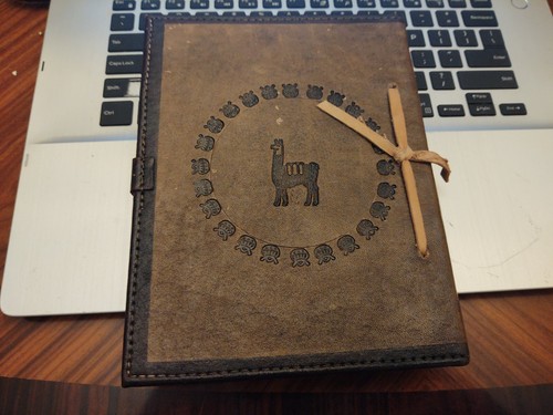 Handmade Leather Journal Notebook Diary Writing Sketching FRUIT/LLAMA DESIGN