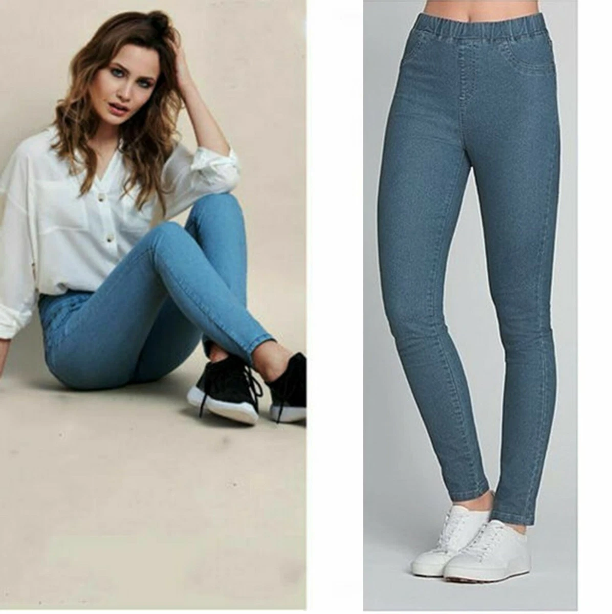 Ex CURVE Plus Size Stretch Elasticated High Waist Jeggings Denim Jeans 22  24