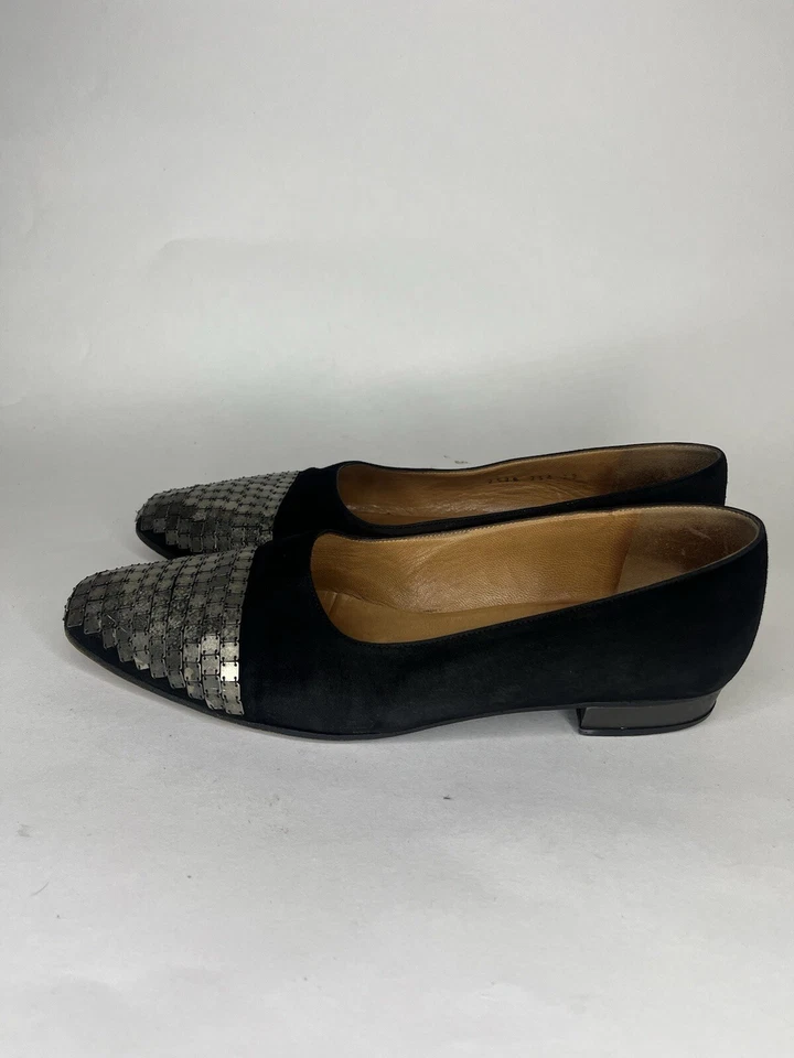 Casadei Tacones Zapatos Bombas Sin Cordones Mujer Talla 39 EE. UU. 8 Negro Gamuza Hecho en Italia Foto 4 de 4