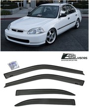 Eos Visors For 96-00 Honda Civic Sedan Jdm Smoke Tinted Side Window Deflectors Eos Visors For 96-00 Honda Civic Sedan Jdm Smoke Tinted Side Window Deflectors
