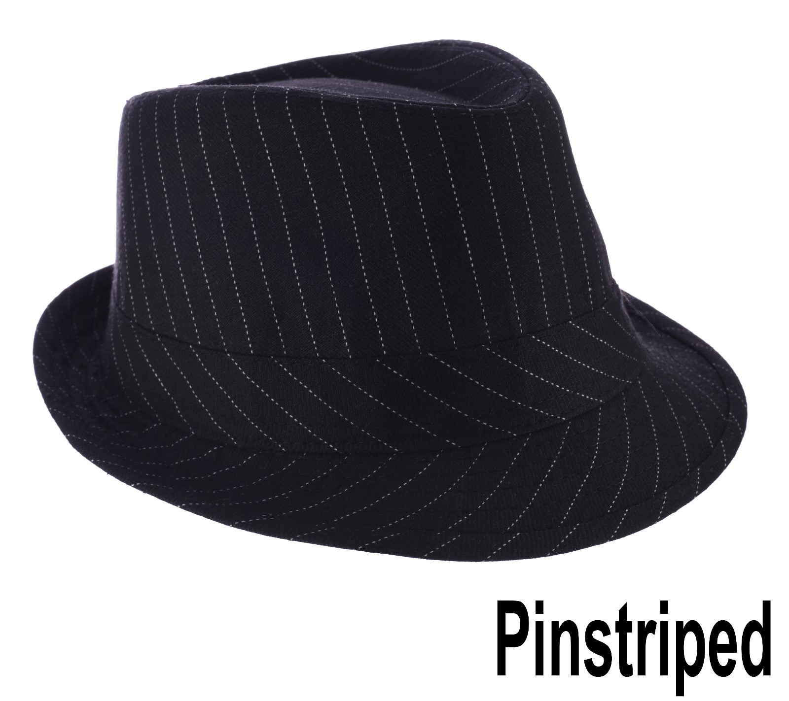 Pinstripe Black Fedora Trilby Wedding Hat for Toddler Kids Adults XXS to L-image
