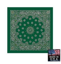USA Made Hav-A-Hank GREEN w/GOLD GLITTER Paisley BANDANA Wrap Scarf 22" Cotton