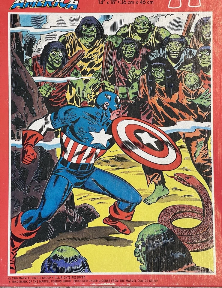 NEW SEALED 1976 Marvel Captain America 200 Piece Jigsaw Puzzle, Captain America - Image 2 of 4