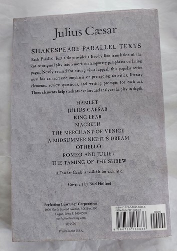 Julius Caesar A Parallel Text Paperback 2004 Perfection Learning Corporation - Picture 2 of 3