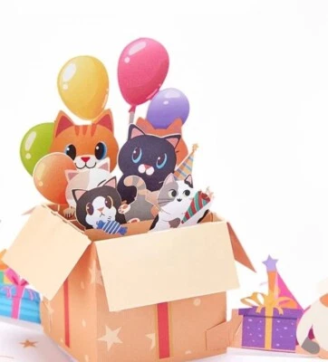 SECOND NATURE Birthday Card 3D Pop Up Card Female Cat Mum Wife Sister Daughter Niece Gift Card