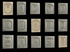 15 PCS 3D STL Model DOORS & CABINETS 1 for CNC Router Aspire Artcam 3D Printer 
