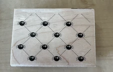 HAMPTON ART~2009 New w/defect Rubber Stamp halloween "spider background" Taylor