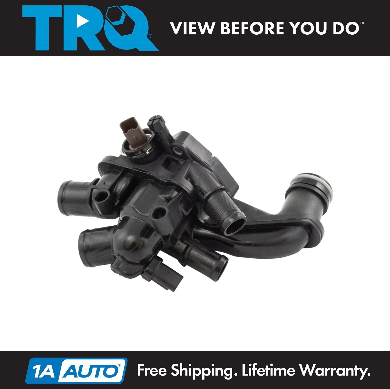 TRQ Coolant Thermostat Housing Assembly with Temperature Sensor and Gasket for Mini Cooper