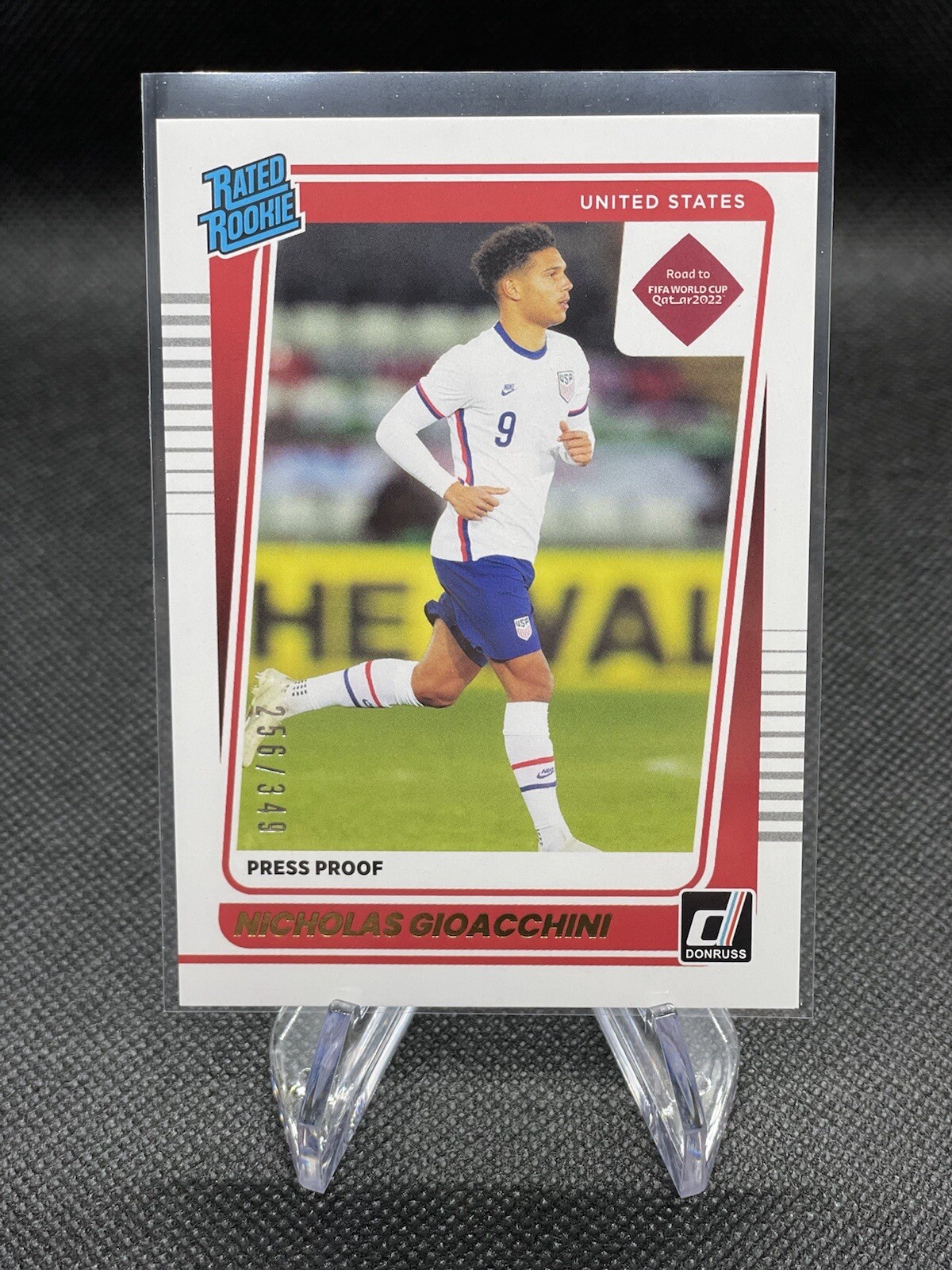 2021-22 Panini Donruss Press Proof Gold RC #190 Nicholas Gioacchini /349 USA