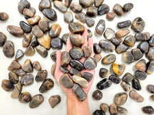 TUMBLED BLACK MOONSTONE CRYSTALS FROM INDIA BULK WHOLESALE HEALING GEMS STONES