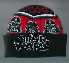 STAR WARS BEANIE - UNISEX YOUTH SIZE - DARTH VADER - RED  BLACK - WITHOUT POM