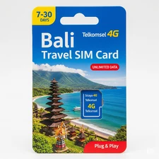 Bali Indonesia Travel SIM Card - 7 to 30 Days - 10GB 4G/5G Data - Telkomsel