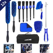 12 Pcs Car Care Detailing Wash Cleaning Kit Set For Wheel Tire and Rim Brushes