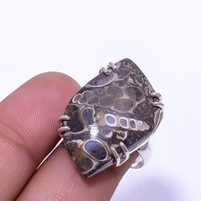 Turritella Agate -Wyoming 925 Sterling Silver Ring s.8.5 R29, Christmas Gift