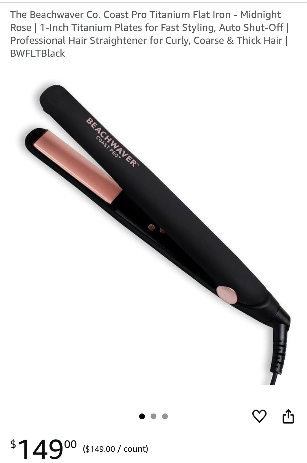The Beachwaver Co. Coast Pro Titanium Flat Iron - Midnight Rose1-Inch Titanium