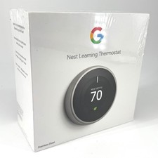 Google Nest 3rd Gen Learning Thermostat T3007ES - Stainless Steel SEALED