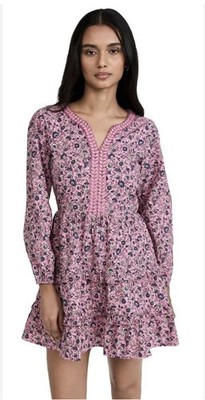 Roller Rabbit Pink Floral Long Sleeve Dress Women Small