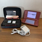 Nintendo DSi XL Red Burgundy Handheld Console System UTL-001 Tested Game Bundle