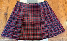 Abercrombie Fitch Skirt Large Wrap Red Green Plaid Wool Pleated Mini 90s Y2K