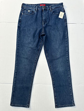 GUESS 90s Fit Slim Straight Jeans Blue Medium Wash Denim Logo 5-Pocket 32x30