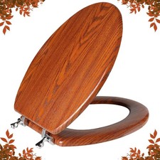 Elongated Toilet Seat Molded Wood Toilet Seat with Zinc Alloy Hinges, Easy to...