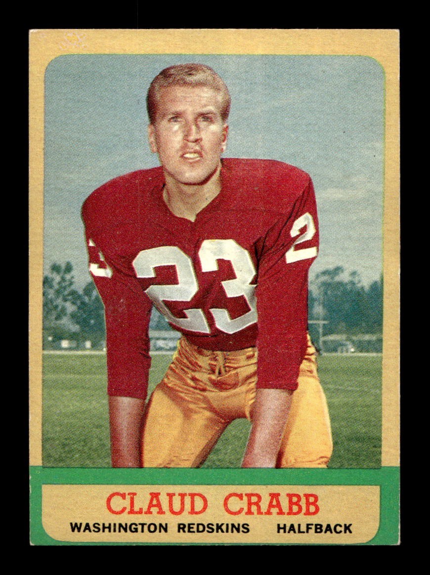 Claud Crabb #168 Football Cards 1963 Topps trading card — raw and PSA graded price guide