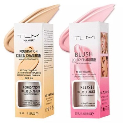 TLM Color Changing Foundation Liquid Base + Color Changing Blush , TLM Concealer