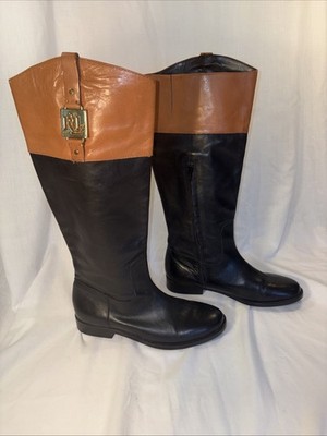 RALPH LAUREN-black/brown Jaden leather Equestrian 7 (some leather wear Inside)