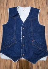 Vintage Levi's Denim Sherpa Vest Made In USA Men's Medium 80s