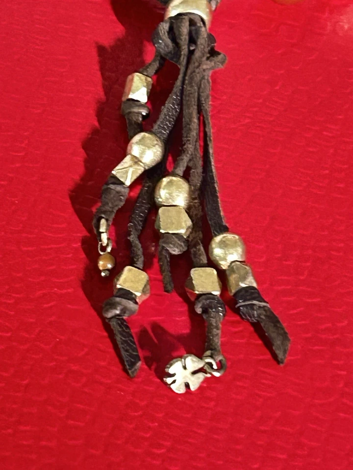 Lucky Brand большой золотой красный камень бусина Hobo кожаный браслет - Изображение 2 из 4