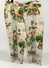 Tommy Bahama Silk Pants Ladies Sz 6 Village Scene Vintage 2000 EUC